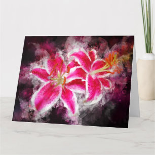 Tarjeta De Agradecimiento Flor acuarela de Stargazer Lily - bb 03