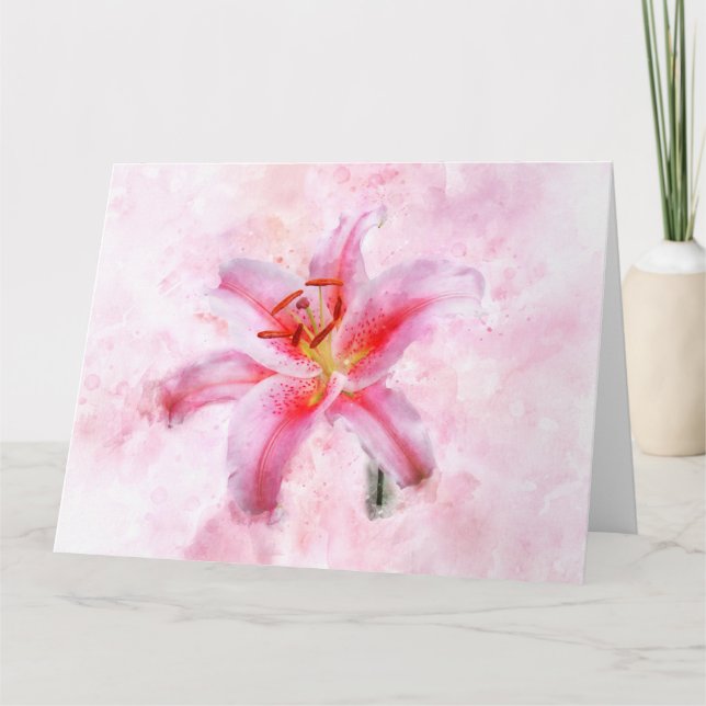 Tarjeta De Agradecimiento Flor acuarela de Stargazer Lily - wb 01 (Anverso)