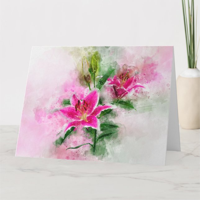 Tarjeta De Agradecimiento Flor acuarela de Stargazer Lily - wb 02 (Anverso)