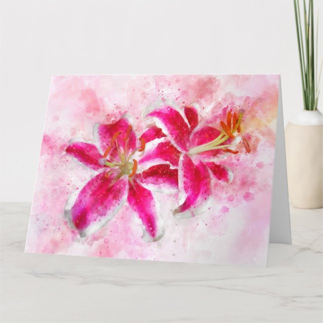 Tarjeta De Agradecimiento Flor acuarela de Stargazer Lily - wb 03 (Anverso)
