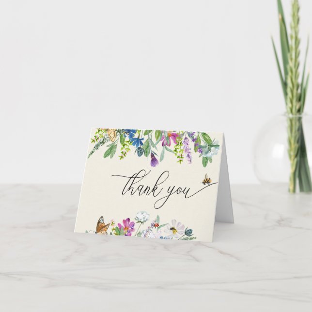 Tarjeta De Agradecimiento Flor acuática | Floral Gracias (Anverso)
