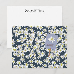Tarjeta De Agradecimiento Flor Alpestre Edelweiss Ilustrada a Mano Boho