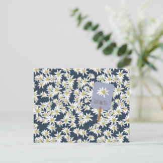 Tarjeta De Agradecimiento Flor Alpestre Edelweiss Ilustrada a Mano Boho