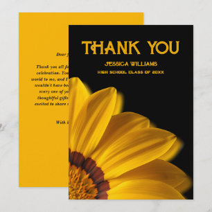 Tarjeta De Agradecimiento Flor amarilla sobre fondo negro