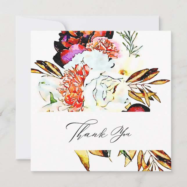 Tarjeta De Agradecimiento *~* Flor AR15 - QR FOTO Elegante Boda Artístico (Anverso)