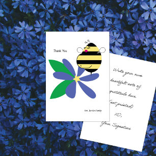 Tarjeta De Agradecimiento Flor Azul Abeja Mamá Embarazada