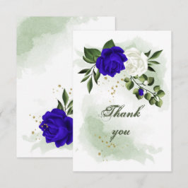 Tarjeta De Agradecimiento flor azul y blanca real