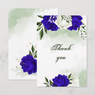 Tarjeta De Agradecimiento flor azul y blanca real