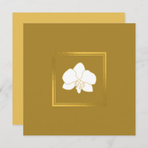 Tarjeta De Agradecimiento Flor blanca clásica de oro elegante fondo dorado