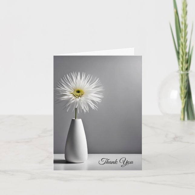 Tarjeta De Agradecimiento Flor Blanca En La Compasión De Vase Gracias (Anverso)