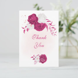 Tarjeta De Agradecimiento flor blanca fucsia boda botánico