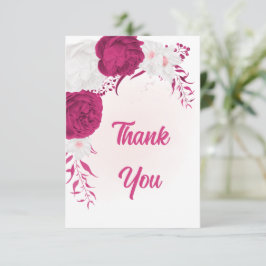 Tarjeta De Agradecimiento flor blanca fucsia boda botánico