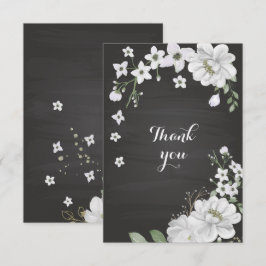 Tarjeta De Agradecimiento flor blanca verde negro