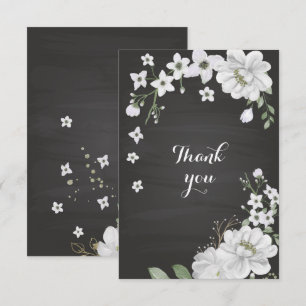 Tarjeta De Agradecimiento flor blanca verde negro