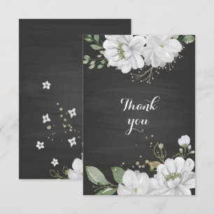 Tarjeta De Agradecimiento flor blanca verde negro
