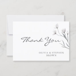 Tarjeta De Agradecimiento Flor blanca y elegante. Boda