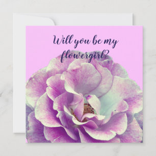 Tarjeta De Agradecimiento Flor color de rosa, usted será mi flowergirl