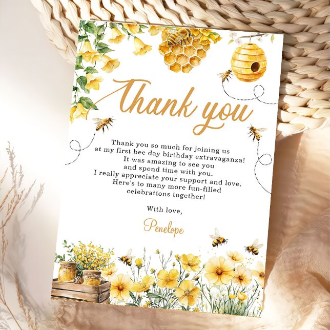 Tarjeta De Agradecimiento Flor de abeja cumpleaños amarillo (Subido por el creador)