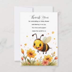 Tarjeta De Agradecimiento Flor de abeja linda caricatura