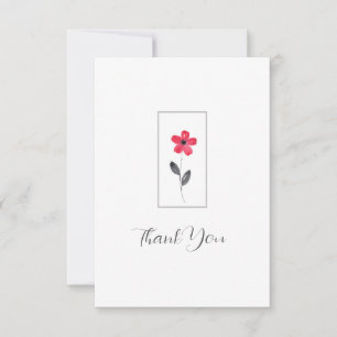 Tarjeta De Agradecimiento Flor de Acuarela de Cinco Pétalos Roja