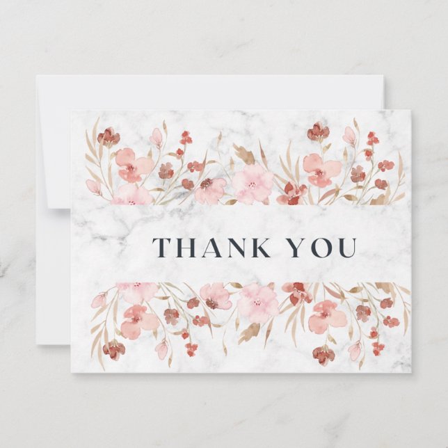 Tarjeta De Agradecimiento Flor de Acuarela Rosa (Anverso)