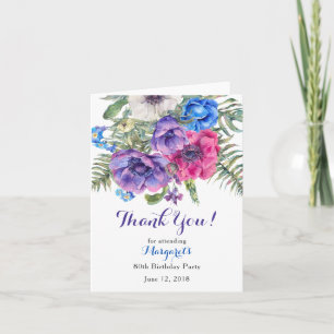 Tarjeta De Agradecimiento Flor de Anemone 80 cumpleaños Gracias