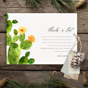 TARJETA DE AGRADECIMIENTO FLOR DE CACTUS DESÉRTICO EN ACUARELA VERDE  GRACIA