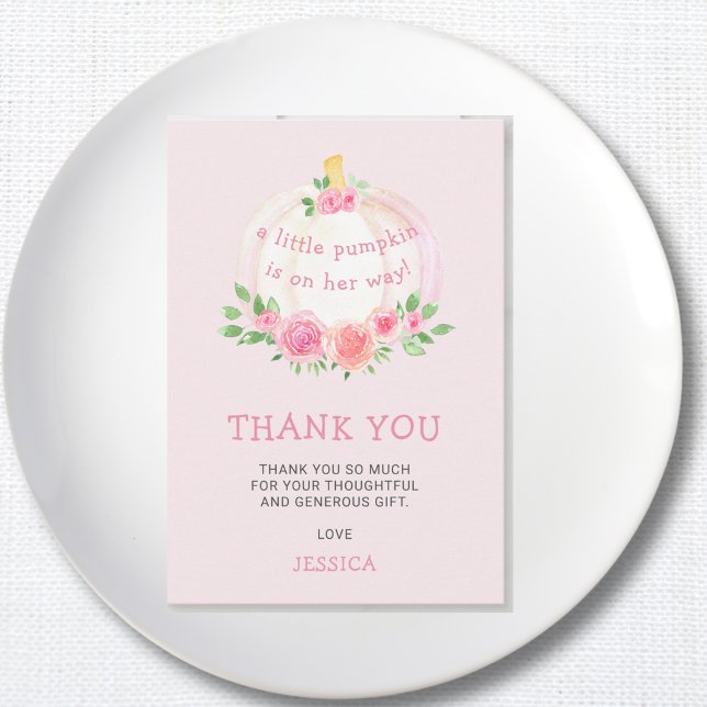Tarjeta De Agradecimiento Flor de calabaza Baby Shower rosa (Subido por el creador)