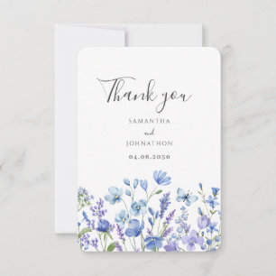 Tarjeta De Agradecimiento Flor de campo azul Floral Acuarela Boda