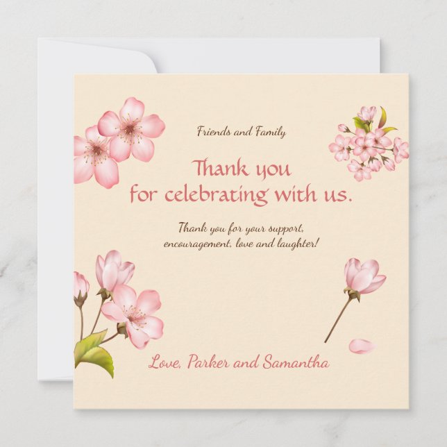 Tarjeta De Agradecimiento Flor de cerezo  (Anverso)