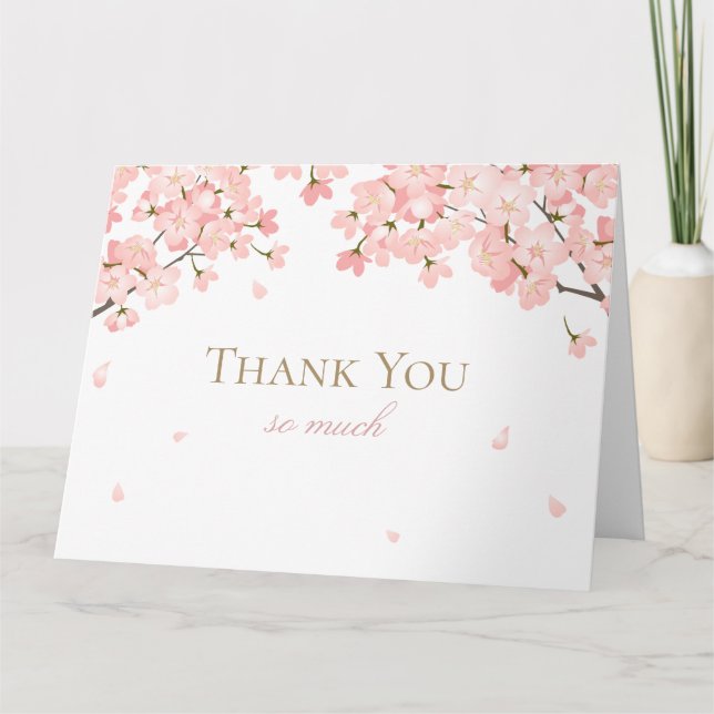 Tarjeta De Agradecimiento Flor de Cerezo Japonesa Rosa Sakura de Primavera (Anverso)