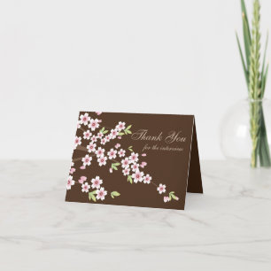 Tarjeta De Agradecimiento Flor de cerezo rosa y marrón, gracias entrevista