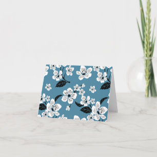 TARJETA DE AGRADECIMIENTO FLOR DE CEREZO - SAKURA (AZUL AHUMADO)
