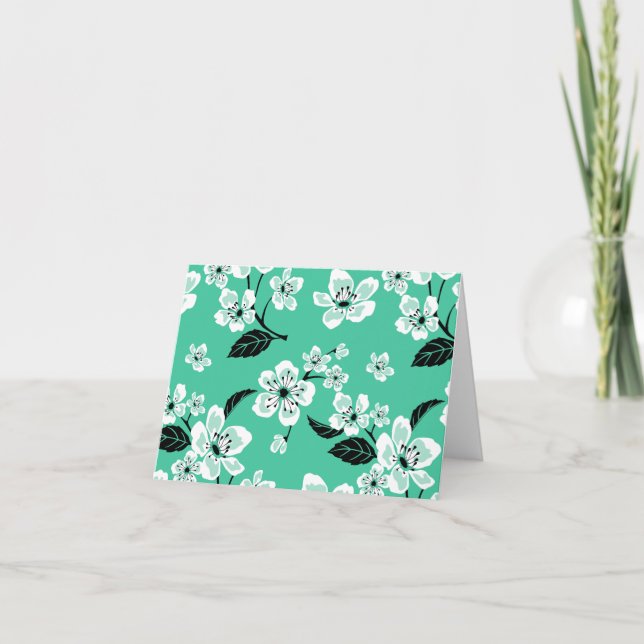 TARJETA DE AGRADECIMIENTO FLOR DE CEREZO - SAKURA (MENTA) (Anverso)