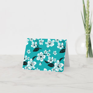 TARJETA DE AGRADECIMIENTO FLOR DE CEREZO - SAKURA (TURQUESA)