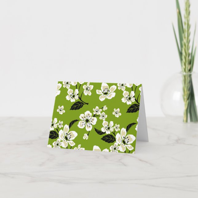 TARJETA DE AGRADECIMIENTO FLOR DE CEREZO - SAKURA (VERDE MATCHA) (Anverso)