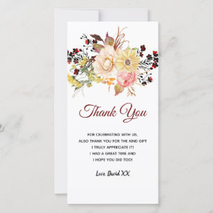 Tarjeta De Agradecimiento Flor de color de agua romántica, bohemias, boho