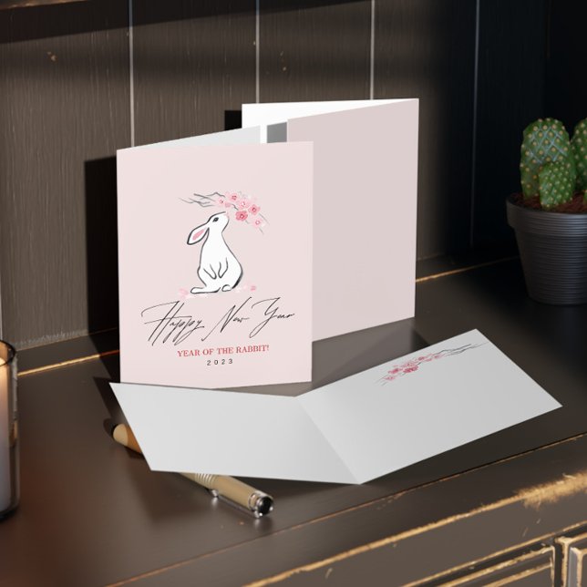 Tarjeta De Agradecimiento Flor de conejo y flores de cerezo (Subido por el creador)