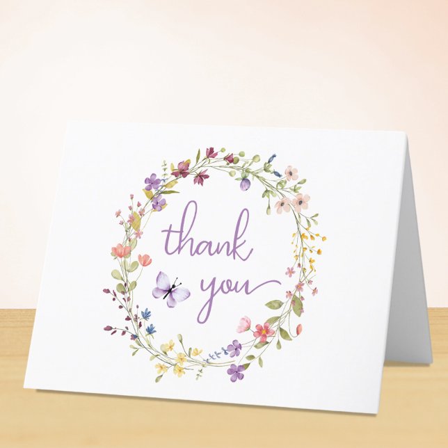 Tarjeta De Agradecimiento Flor de flores silvestres acuarela niña ducha (Subido por el creador)