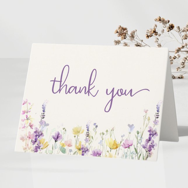 Tarjeta De Agradecimiento Flor de flores silvestres acuarela niña ducha (Subido por el creador)