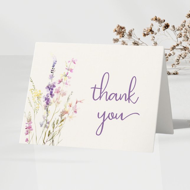 Tarjeta De Agradecimiento Flor de flores silvestres acuarela niña ducha (Subido por el creador)