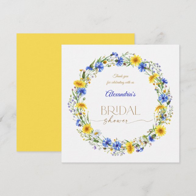 Tarjeta De Agradecimiento Flor de flores silvestres de lavanda amarilla azul (Anverso / Reverso)