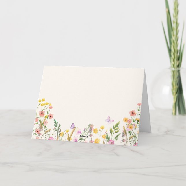 Tarjeta De Agradecimiento Flor de flores silvestres elegante Baby Shower pri (Reverso)