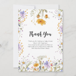 Tarjeta De Agradecimiento Flor de flores silvestres Gracias Baby Shower