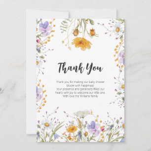 Tarjeta De Agradecimiento Flor de flores silvestres Gracias Baby Shower