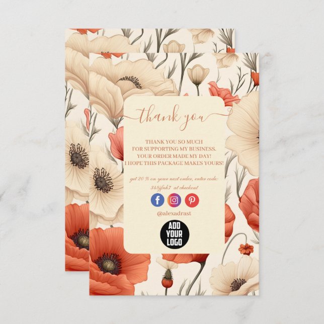 Tarjeta De Agradecimiento Flor de flores silvestres moderna y elegante (Anverso / Reverso)