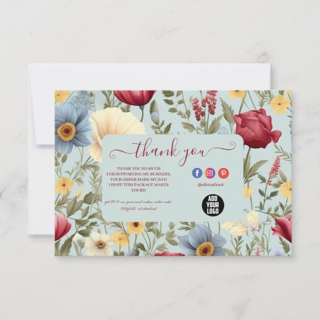 Tarjeta De Agradecimiento Flor de flores silvestres moderna y elegante (Anverso)