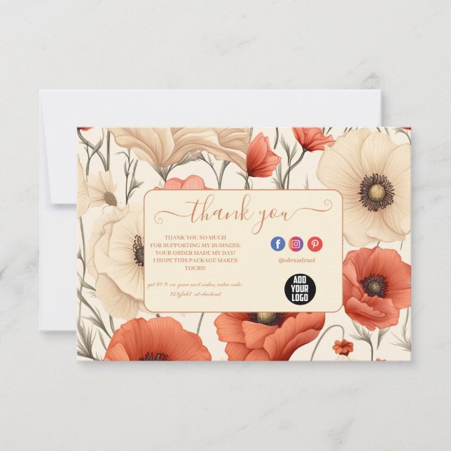 Tarjeta De Agradecimiento Flor de flores silvestres moderna y elegante (Anverso)