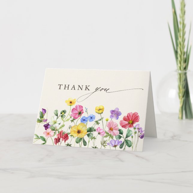 Tarjeta De Agradecimiento Flor de flores silvestres Rústica Moda Floral Boho (Anverso)