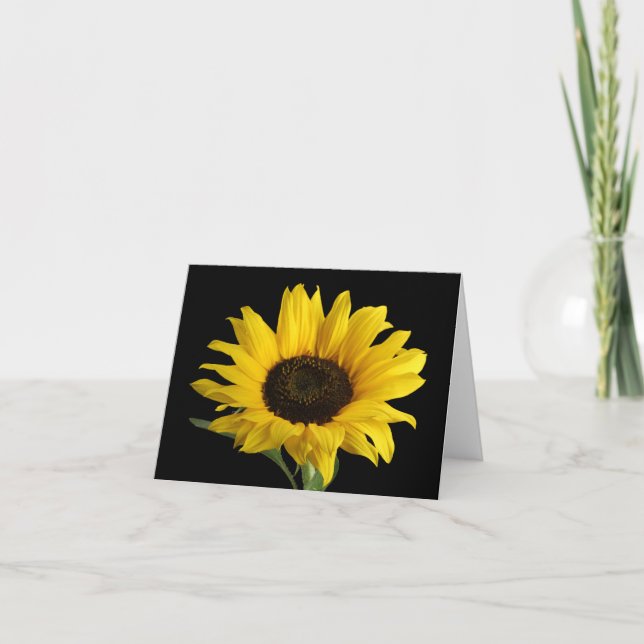 Tarjeta De Agradecimiento Flor de girasol amarilla Hola amor pensando en ti (Anverso)